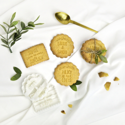 Petits sablés personnalisés, cadeaux d'invités mariage, emporte-pièce champêtre