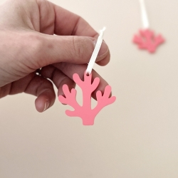 Suspension corail été - Lot de 2 pour arbre à décorer en bois