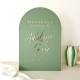 Panneau de bienvenue mariage vert sauge lettrage miroir champagne