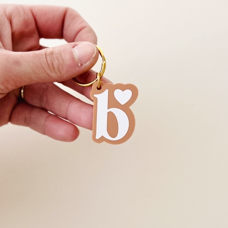 Porte-clef initiale terracotta, porte-clés à offrir