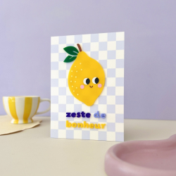 Affiche citron en plexiglas Zeste de bonheur, décoration murale originale