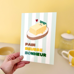 Illustration tartine beurre sur affiche plexiglas petit déjeuner