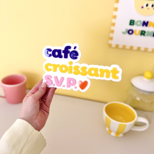 Décoration murale café croissant style petit déjeuner français