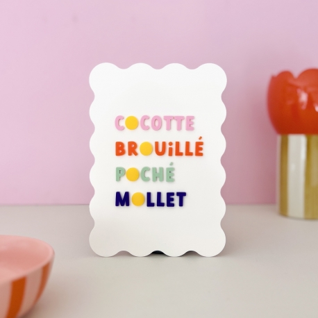 Affiche en plexiglas Cocotte Brouillé Poché Mollet décoration cuisine