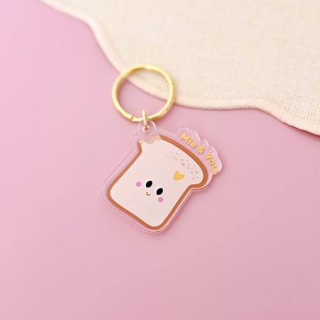 Porte-clés en forme de brioche avec inscription Mie & You
