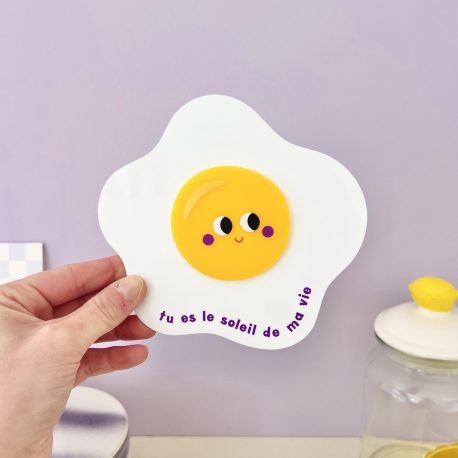 Décoration murale Oeuf au plat, message Tu es le soleil de ma vie