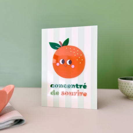 Affiche plexiglas orange concentré de sourire décoration cuisine