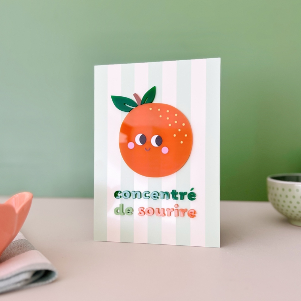 Affiche plexiglas orange concentré de sourire décoration cuisine
