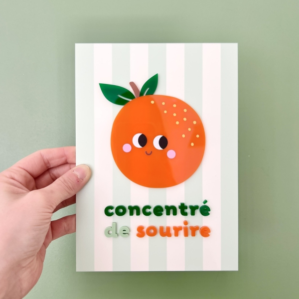 Décoration murale orange style étiquette vintage fruit
