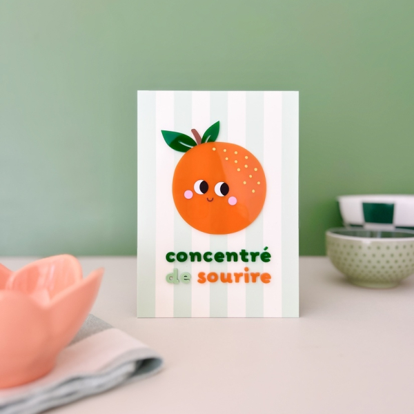 Affiche plexiglas orange - Concentré de sourire - Décoration cuisine
