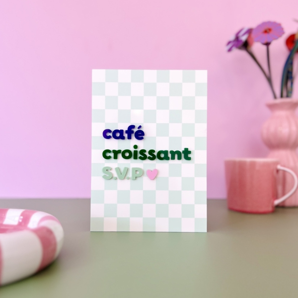Affiche en plexiglas Café croissant S.V.P. - Affiche cuisine