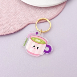 Porte-clés en forme de tasse de matcha avec inscription Match’addict