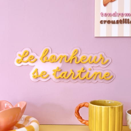 Enseigne style néon Le bonheur se tartine, décoration cuisine