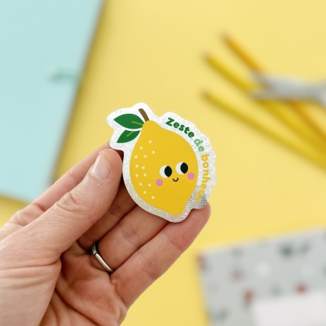 Sticker pailleté citron autocollant fruit