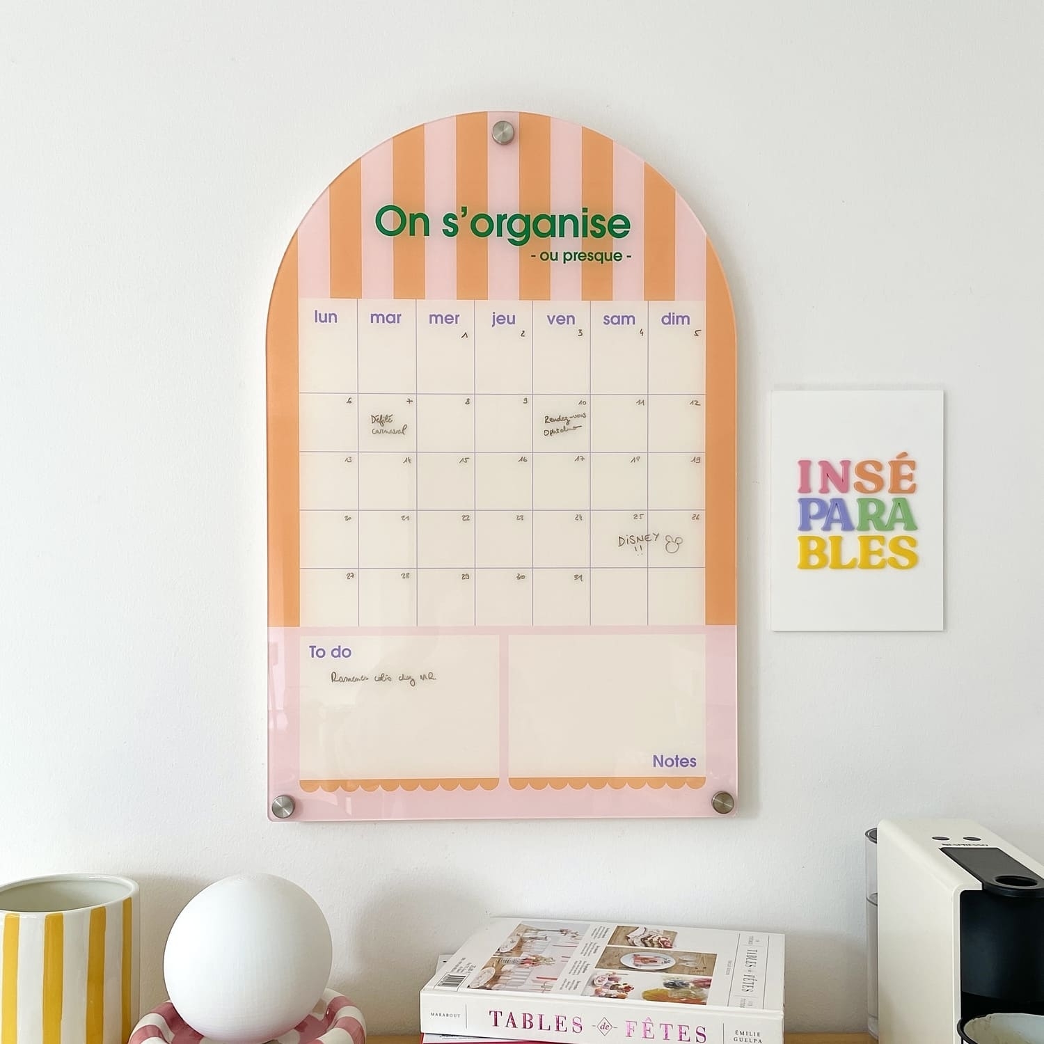 Planning mensuel en plexiglas